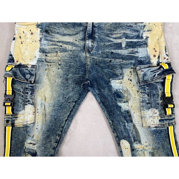 FWRD Buckle Up Super Distressed Thrashed Grunge Jeans Size 42 - Picture 3 of 10